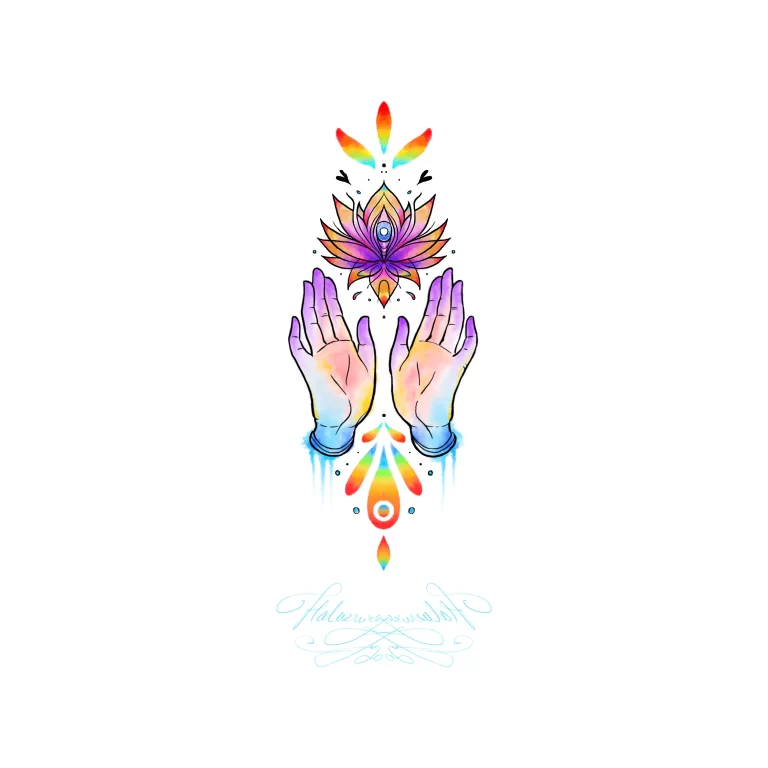 motiv watercolor ruka lotus